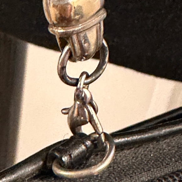 Brighton ❤️ Genuine Leather Crossbody Wallet Black Croc Gold/Silver Heart Charm - Picture 7 of 8